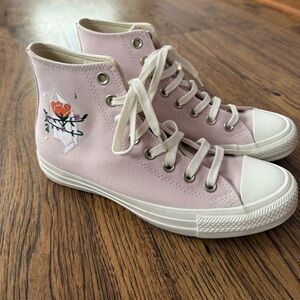Converse Chuck Taylor All Star High Top Crystal Energy Amethyst embroidered rose
